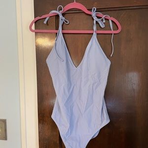 Aerie Tie Shoulder Vneck One Piece Periwinkle